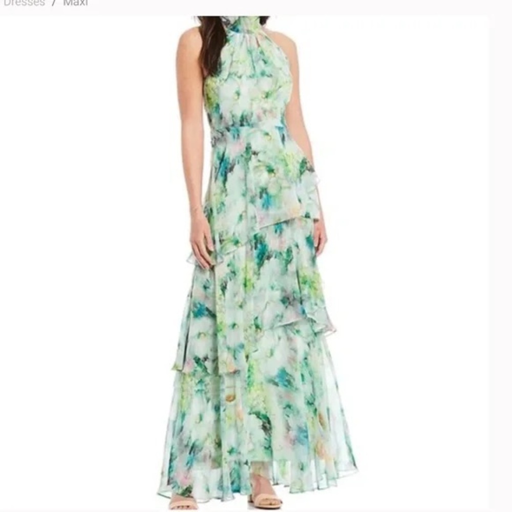 Alex Marie Floral Halterneck Sleeveless Gown